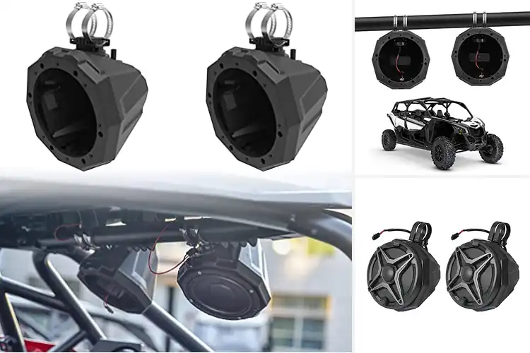 Detailed view of Best Speaker Cage Pods with Clamps for Off-Road Audio